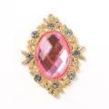 Vintage oval pink rhinestone alloy button DIY craft accessory for shoes bags hair decoration. - Gold Base - Light Pink