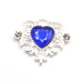 Heart Rhinestone Alloy DIY Charm Blue Acrylic Jewelry Accessory Pendant For Hair Bows - Sapphire Blue