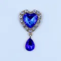 Gold alloy heart rhinestone charm pendant DIY fashion apparel bag accessory 24x45mm SKU - Sapphire Blue