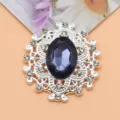 Ovale legering strass knop decoratieve kledingaccessoire met donkerblauwe steen voor DIY ambacht. - Marineblauw