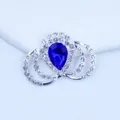 Zilveren strass kroon legering gesp met blauwe druppel kristal voor DIY telefoonhoesje. - Saffierblauw