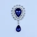 Silver metal alloy rhinestone acrylic pendant DIY creative clothing hair accessory button. - Navy Blue