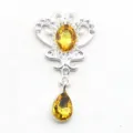 Alloy crown rhinestone pendant DIY jewelry accessory, sparkling yellow crystal crystal teardrop charm. - Golden