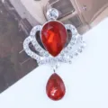 Colgante corona strass de aleación rojo plata, accesorio brillante para manualidades. - Rojo Brillante