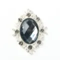 Diamond alloy rhinestone button for DIY crafts, shoes, bags, and hair accessories. - Silver Base - Grey