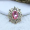 Alloy hollow pink gemstone rhinestone flower pendant DIY hair jewelry accessory variant - Light Pink