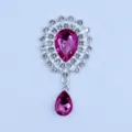 Silver metal alloy rhinestone acrylic pendant for DIY clothing and hair accessory. - Rose Red
