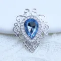 Zilveren holle schild blauwe druppel strass DIY legering hanger sieraden accessoire variant - Lichtblauw