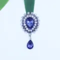 Pendentif goutte strass bleu alliage argent ancien accessoire cheveux bricolage charme - Bleu Marine