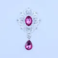 Zilveren legering bloem strass gesp druppel hanger roze kristal DIY kleding accessoire - Magenta