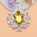 Ovale legering strass decoratieve knop met gele edelsteen voor DIY kleding accessoires. - Gouden