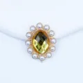 20x25mm pearl sunflower oval rhinestone acrylic alloy button DIY badge decorative supply - Golden