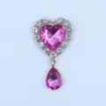 Gold alloy rhinestone heart charm pink crystal pendant DIY clothing accessories luggage decor 1pcs - Plum Red