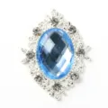 Rhombus alloy acrylic rhinestone button DIY clothing shoes bags hair accessory decoration. - Silver Base - Light Blue