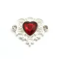 Heart rhinestone alloy DIY jewelry accessory pendant for clothing, hair clips and bags decor. - Dark Red
