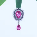 Pendentif Strass Cristal Rose Alliage Argent DIY Bijou Accessoire Cheveux Bricolage - Rouge Prune