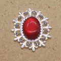 Oval Alloy Rhinestone Red Cat Eye Decorative Buckle DIY Shoe Clothing Hair Bow Accessory - Dark Red