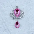 Alloy crown teardrop rhinestone DIY pendant clothing accessory decorative brooch shoe charm - Light Pink