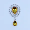 Silver alloy rhinestone acrylic pendant decorative DIY clothing hair accessory yellow - Golden