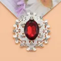 Ovale Legering Strass Knop Rode Edelsteen DIY Kleding Accessoire Decoratieve Gesp - Donkerrood