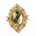 Gold alloy rhinestone button with large yellow central gem for DIY shoes clothes bags hair accessories - Gold Base - Light Coffee