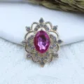 Vintage alloy hollow pink rhinestone pendant DIY handmade hair jewelry accessory material - Rose Red