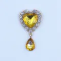 Golden alloy heart rhinestone DIY pendant accessory with teardrop charm for apparel craft. - Golden Yellow