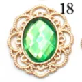 Gold filigree metal base with green oval acrylic gemstone for DIY hair accessories craft. - Dark Green