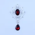 50x27mm zilveren legering strass bloem hanger DIY rode druppel kristal bedel accessoire - Donkerrood