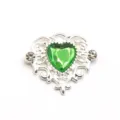 Heart rhinestone alloy DIY jewelry accessory green crystal pendant for clothing bag decoration - Dark Green