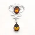 Alloy crown rhinestone pendant DIY jewelry accessory with amber gemstone for clothing. - Dark Coffee