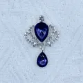 Blue crystal crown rhinestone pendant DIY craft accessory for brooch clothing decoration - Navy Blue