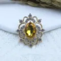 Gold alloy hollow rhinestone gemstone flower tray pendant DIY hair accessory jewelry finding - Golden