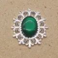 Oval hollow alloy rhinestone resin cat eye decorative button for DIY hair bow craft accessories - Dark Green