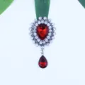 Alliage argent antique strass et pendentif goutte rouge accessoire de bijoux DIY - Rouge Foncé