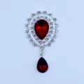 Silver metal alloy rhinestone acrylic pendant DIY creative clothing hair accessory button - Dark Red