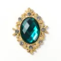 Green oval gemstone alloy rhinestone button variant for DIY accessories and shoes decoration. - Blue Green with Gold Base