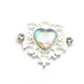 Heart Rhinestone Alloy DIY Accessory Silver Iridescent Crystal Pendant for Bag Decor - AB Color