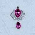 Alloy crown rhinestone teardrop pendant DIY clothing shoe accessory handmade brooch decoration - Plum Red