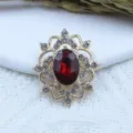 Alloy hollow gemstone flower disc rhinestone pendant, DIY handmade hair jewelry accessory. - Dark Red