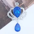 Blue rhinestone crown alloy pendant DIY accessory for gorgeous hair clips and shoes. - Sapphire Blue