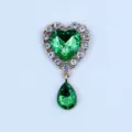 Green heart rhinestone alloy DIY pendant charm for clothing bags jewelry crafting. - Dark Green