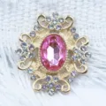 Gold alloy rhinestone acrylic accent flower base DIY clothing accessories wedding hair handmade - Light Pink