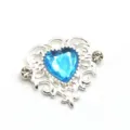 Blue heart rhinestone alloy DIY jewelry accessory charm for hair and clothing decoration variant. - Lake Blue
