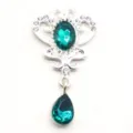 Silver alloy crown rhinestone pendant green gemstone DIY jewelry accessories clothing decor - Cyan
