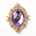 Purple oval rhinestone alloy button DIY craft accessory for shoes bags hair decoration. - Gold Base-Light Purple