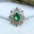 Alloy hollow green gemstone rhinestone pendant vintage DIY hair accessory jewelry material - Dark Green