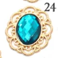 Gold filigree acrylic base DIY hair accessory craft pendant with teal oval rhinestone. - Cyan