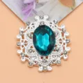 Ovale strass legering decoratieve knop, groene kristallen edelsteen DIY accessoire. - Cyaan