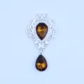 Zilveren Legering Druppel Amber Strass Hanger DIY Kleding Accessoire Variant Stijl - Donker Koffie